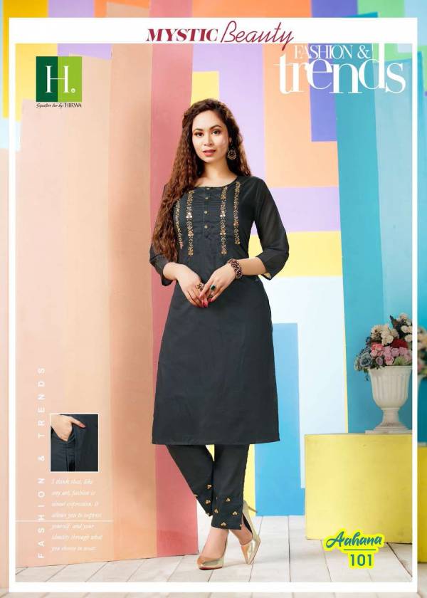 Hirwa Aahana Fancy Ethnic Wear Silk Kurti with Bottom Collection